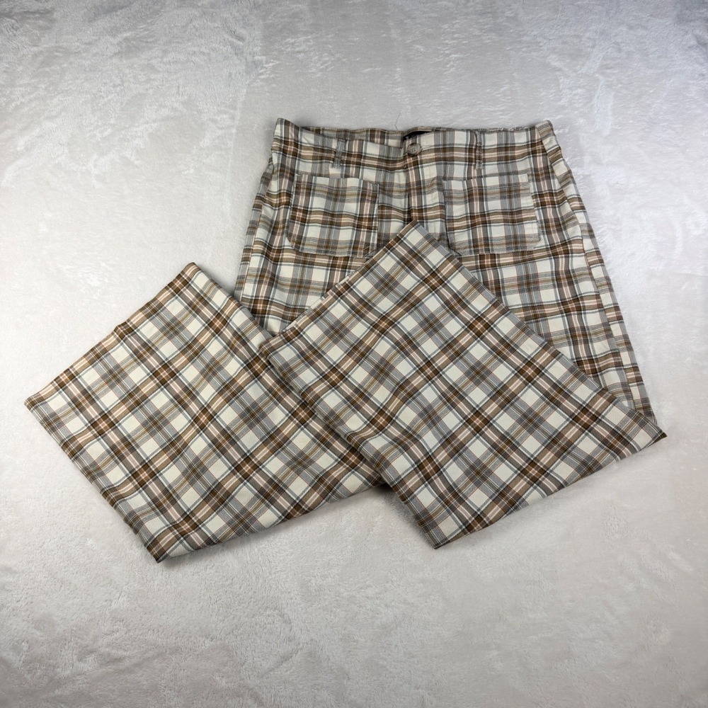 Jules & Leopold Plaid Wide Leg Pants Womens XL Brown High Rise Dark Academia - Picture 11 of 11